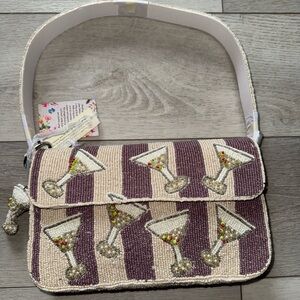 Beaded Martini Stripe Shoulder Bag 🍸🍸